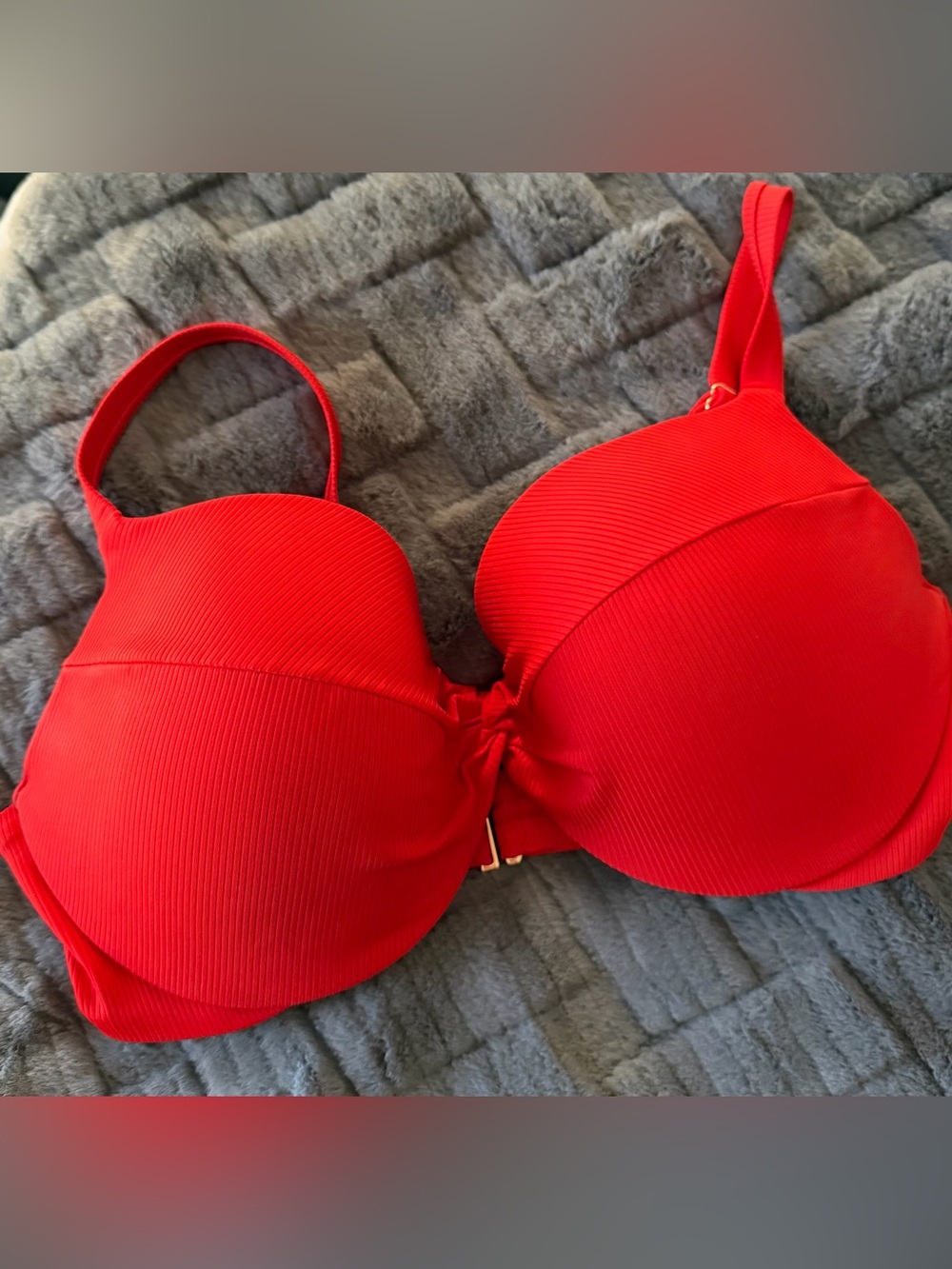 Victoria's Secret Red Ribbed Bikini Tops, bottom and cover up skirt. Size XL